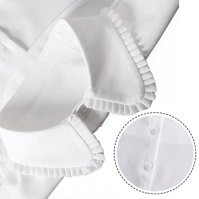 Joyci Chic Lady's Fake Collar Pleated Elegant Office Half Blouse False Collar Dickey B White - Image 2